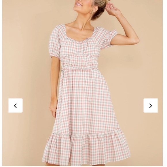 VERY J Plaid Midi Dress Size Large Cottagecore Easter - Picture 10 of 10